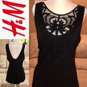 Black sleeveless top w/ lace H&M LN size: large